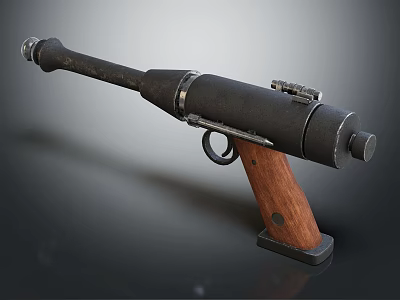 Vintage Handgun With Wooden Grip And Metal Body Classic Design Display Structure 3d model