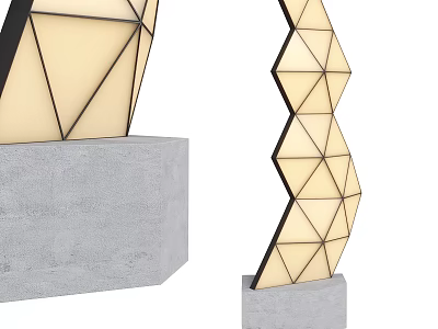 Modern Geometric Floor Lamp With Diamond Shaped Structure And Concrete Base 3d model
