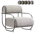 Modern Single Sofa with Gray Fabric Upholstery and Sleek Metal Frame Design