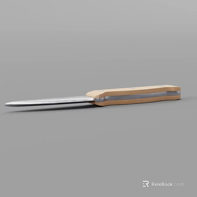 Sharp Metal Blade Knife With Wooden Handle As Functional Weapon Design 3d model 