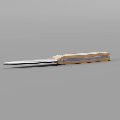 Sharp Metal Blade Knife With Wooden Handle As Functional Weapon Design 3d model