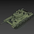 Green Military Tank Model Featuring Long Cannon Turret And Tracked Wheels