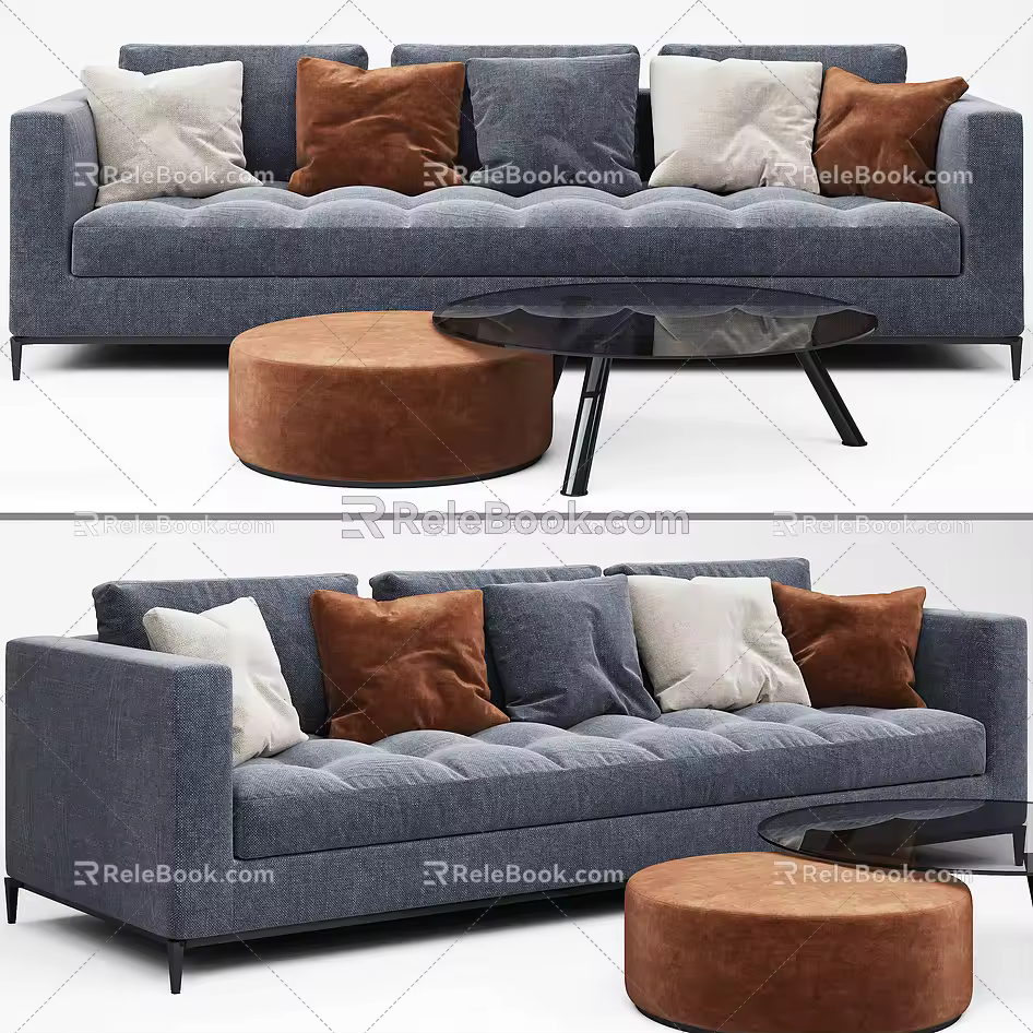 Three-seat sofa 3d model