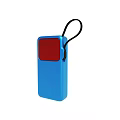 Portable Blue Device With Red Square Panel And Black Lanyard Design 3d model