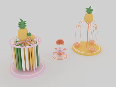 Modern Amusement Facilities Children's Amusement Park Cartoon Pineapple Balloon Air Model Fruit Swing Seesaw Interactive 3d model
