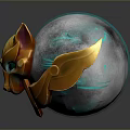 Metallic Golden Fox Head Fashion Clothing Accessory With Blue Sphere Decor