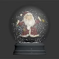Christmas Decorative Ornament Set With Santa Claus Snow Globe Bells Snowflakes And Silver Base