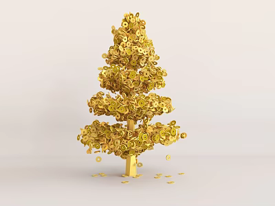 Golden Coin Tree Shaped Household Living Decoration Item for Home Decor Use 3d model