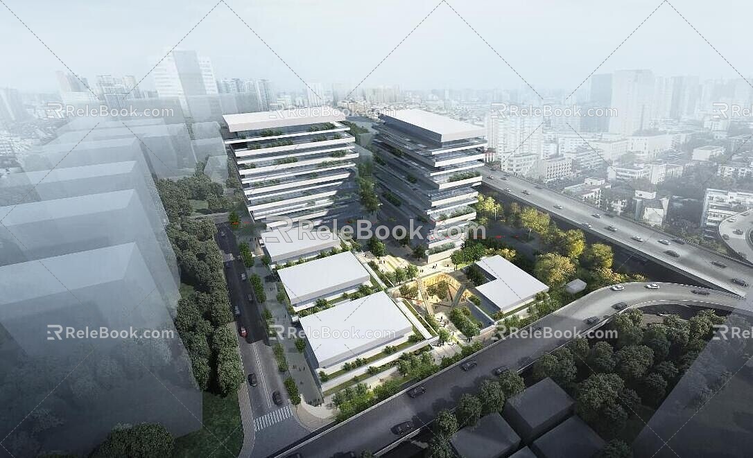 A real estate developer office park 3d model