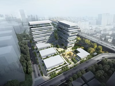 Aerial Planning of Modern Urban Architecture With High Rise Structures and Green Spaces 3d model