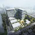 Aerial Planning of Modern Urban Architecture With High Rise Structures and Green Spaces