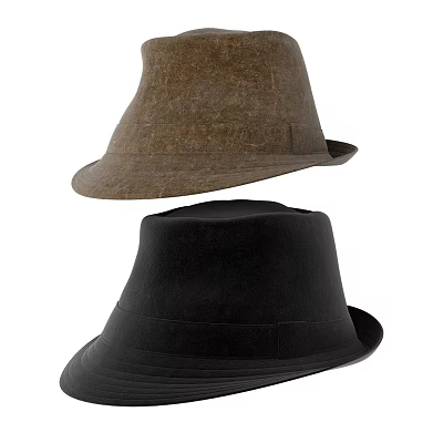 Classic Brown and Black Hats Featuring Round Crown and Wide Brim Design 3d model
