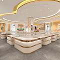 Classic Luxury Jewelry Storefront With Golden Decor Signage And Display Showcases