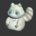 Cute White Cartoon Raccoon Figure With Big Eyes And Fluffy Tail