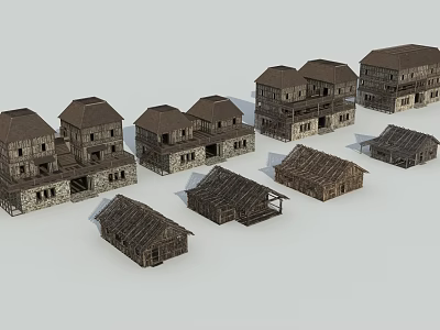 Traditional Rural Thatched Houses With Various Styles And Architectural Designs 3d model