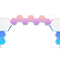 Modern Event Entrance With Hexagonal Gradient Colors Transparent Glass And Arched Structure