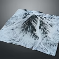Snowy Mountain Landscape With 3D Terrain Model White Snow Covered Peaks And Black Ridges