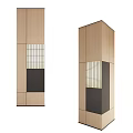 Modern Wooden Decorative Pillars Featuring Black Accents And Grid Pattern Design