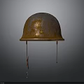 Vintage Rusted Steel Helmet With Yellow Star Against Gray Background