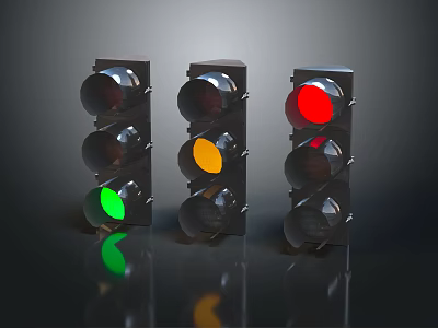Modern Decorative Furniture Pieces With Green Yellow Red Accents 3d model