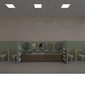 Modern Kindergarten Open Space With Colorful Ceiling Large Windows Green Curtains And Toy Area