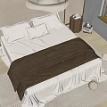 Cozy Double Bed in Modern Bedroom with White Sheets Brown Blanket and Nightstand Table Lamp