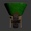 Green Wheelbarrow With Wooden Handles Frame And Rubber Wheel For Construction Garden Use