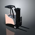 Pink Industrial Forklift With Black Mast Cabin And Forks For Material Handling