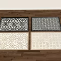 Square Rugs With Various Patterns In Black White Gray Beige For Home Decor 3d model