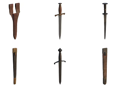 Historical Antique Weaponry Collection Featuring Axes Swords And Blades 3d model