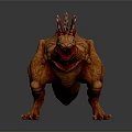 Orange Dinosaur Character Model With Spiked Back Open Mouth And Standing Pose