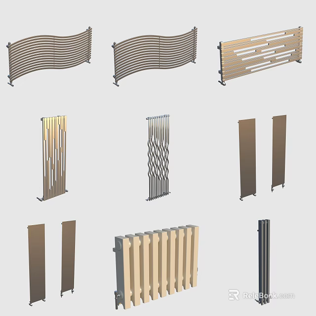 Modern Home Heating Radiators With Various Stylish Designs And Decorative Styles 3d model 