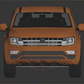 Orange Modern Pickup Truck With Sleek Body Black Roof Strip And Silver Wheels