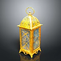 Golden Blue Decorative Lantern With Intricate Patterns And Handle For Home Decoration