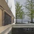 Modern Luxe Commercial Street With Sleek Architectural Design And Glass Facade Lighting