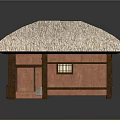 Traditional Thatched Roof Hut With Wooden Structure Red Walls And Classic Design