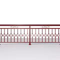 Red Metal Railing with Intricate Geometric Patterns and Sturdy Support Posts for Balcony or Staircase 3d model
