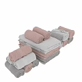 Colorful Laundry Towels Stacked And Rolled On Wooden Shelves For Daily Use