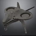Futuristic Spacecraft 3D Model With Dual Circular Thrusters And Landing Gear