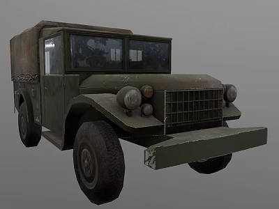 Vintage Green Military Truck With Canvas Top And Front Grille Design 3d model