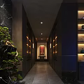 Modern Elegant Clubhouse Lobby With Sofa Seating And Green Decorative Wall