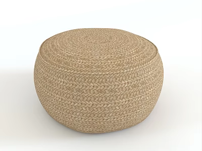 Round Woven Straw Stool with Natural Color for Home Interior Decor 3d model