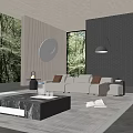 Modern Multiplayer Sofa Three-Seat Sofa Living Room Sofa 3d model