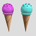 Two Delicious Purple And Blue Ice Cream Cones Topped With Chocolate Chips