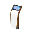 Modern Public Facility With Curved Wooden Frame White Panel And Display Screen