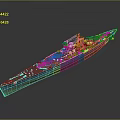 Vintage Warship 3D Model Featuring Blue Red Hull And Detailed Deck Structure 3d model