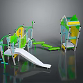 Colorful Children's Play Equipment With Slide Climbing Frame Green White Blue Platform And Ladder