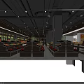 Modern Supermarket Department Store Entrance With Glass Doors And Product Shelves