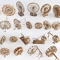Wooden Garden Ornaments With Creative Decorative Wheel And Windmill Designs For Outdoor Use