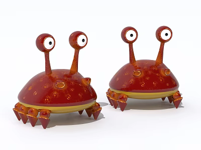 Red Cartoon Crabs With Big Eyes And Spotted Shells As Aquatic Animals 3d model Red Cartoon Crabs With Big Eyes And Spotted Shells As Aquatic Animals 3d model